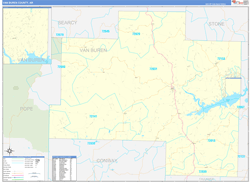 Van Buren County, AR Wall Map Zip Code Basic Style 2024